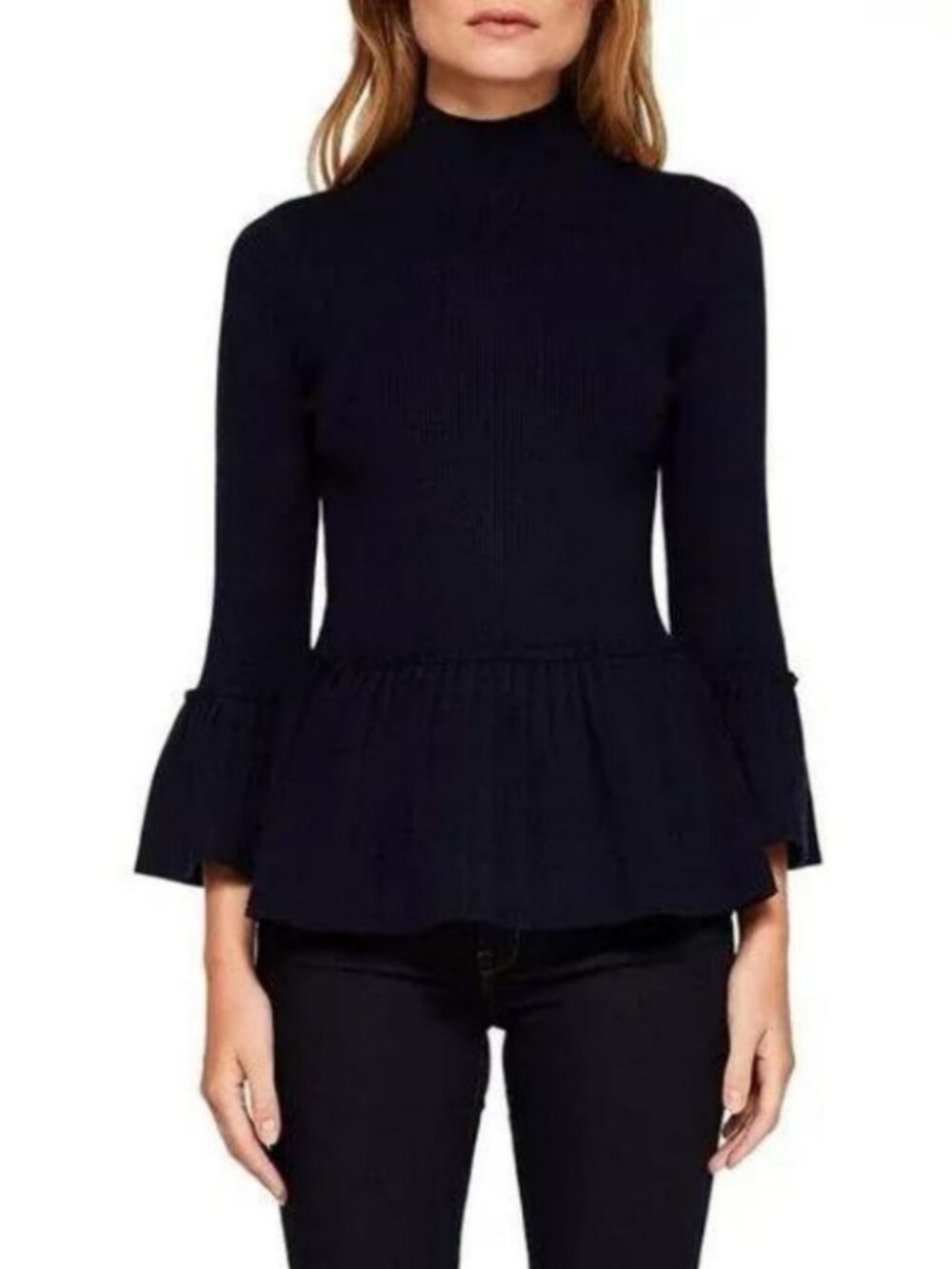 Ted Baker Lislie Pleated Peplum Sweater Navy Size TED 0 / US 2